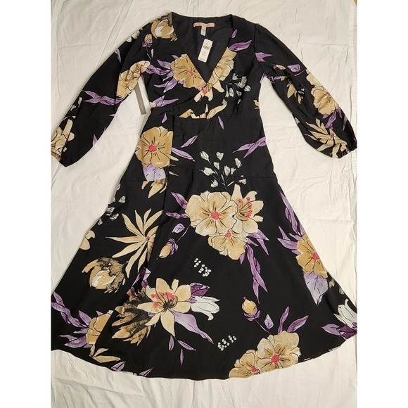 Anthropologie Hutch wrap dress size XS Petite Black motif NWT - Picture 7 of 10